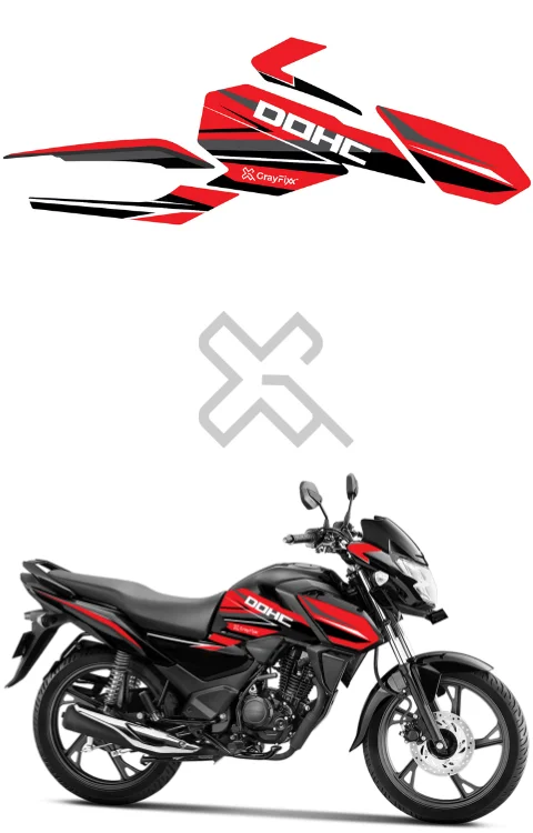 DOHC Edition Half Body Sticker Compatible with Shine SP 125 | Made In Premium Gloss Vinyl With FPF(Fade Protection Film), Water Proof, Precut Sticker, Pack Of 1 Compatible with Both Side